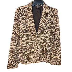 ELLEN TRACY Animal Print Lined Open Front Blazer/ Jacket Women’s Size 8
